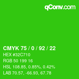 Color code: CMYK 75 / 0 / 92 / 22 | qconv.com