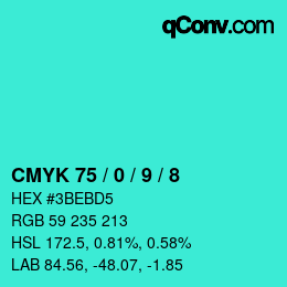 Color code: CMYK 75 / 0 / 9 / 8 | qconv.com