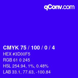 カラーコード: CMYK 75 / 100 / 0 / 4 | qconv.com
