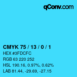 Color code: CMYK 75 / 13 / 0 / 1 | qconv.com