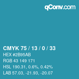 颜色代码: CMYK 75 / 13 / 0 / 33 | qconv.com