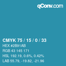 颜色代码: CMYK 75 / 15 / 0 / 33 | qconv.com