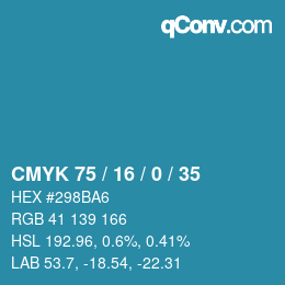 颜色代码: CMYK 75 / 16 / 0 / 35 | qconv.com