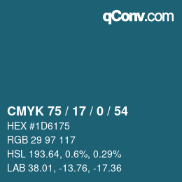 Color code: CMYK 75 / 17 / 0 / 54 | qconv.com