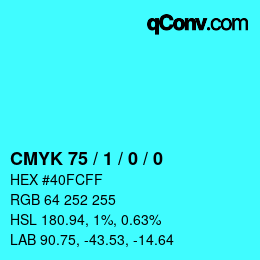 カラーコード: CMYK 75 / 1 / 0 / 0 | qconv.com