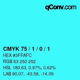 カラーコード: CMYK 75 / 1 / 0 / 1 | qconv.com