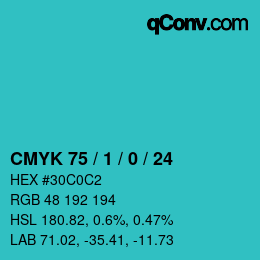 Color code: CMYK 75 / 1 / 0 / 24 | qconv.com