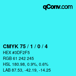 颜色代码: CMYK 75 / 1 / 0 / 4 | qconv.com
