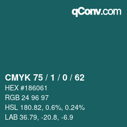 カラーコード: CMYK 75 / 1 / 0 / 62 | qconv.com