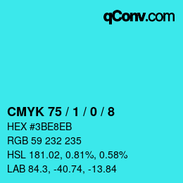 カラーコード: CMYK 75 / 1 / 0 / 8 | qconv.com