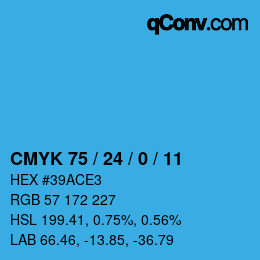 カラーコード: CMYK 75 / 24 / 0 / 11 | qconv.com