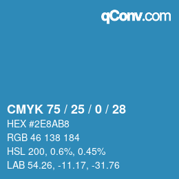 カラーコード: CMYK 75 / 25 / 0 / 28 | qconv.com