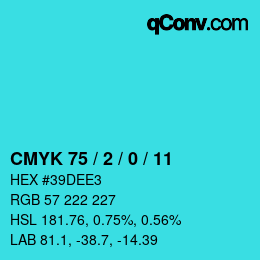 カラーコード: CMYK 75 / 2 / 0 / 11 | qconv.com