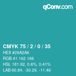 Color code: CMYK 75 / 2 / 0 / 35 | qconv.com