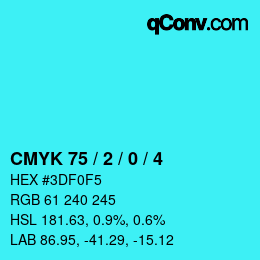 カラーコード: CMYK 75 / 2 / 0 / 4 | qconv.com