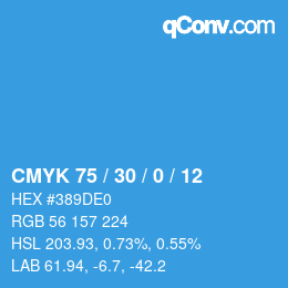 颜色代码: CMYK 75 / 30 / 0 / 12 | qconv.com