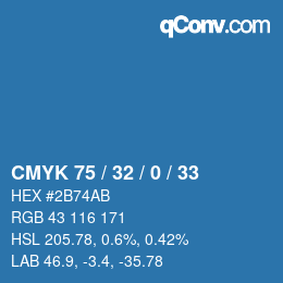 颜色代码: CMYK 75 / 32 / 0 / 33 | qconv.com