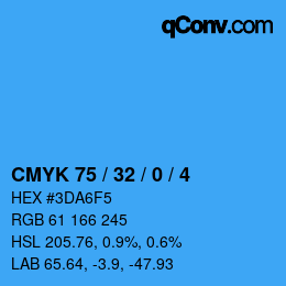 カラーコード: CMYK 75 / 32 / 0 / 4 | qconv.com