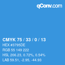 颜色代码: CMYK 75 / 33 / 0 / 13 | qconv.com