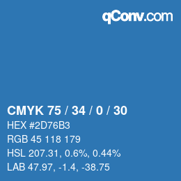 Color code: CMYK 75 / 34 / 0 / 30 | qconv.com