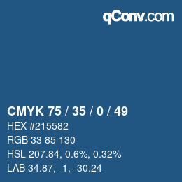 カラーコード: CMYK 75 / 35 / 0 / 49 | qconv.com