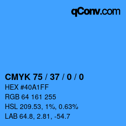 カラーコード: CMYK 75 / 37 / 0 / 0 | qconv.com
