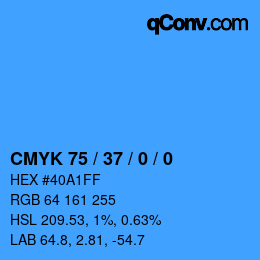 カラーコード: CMYK 75 / 37 / 0 / 0 | qconv.com