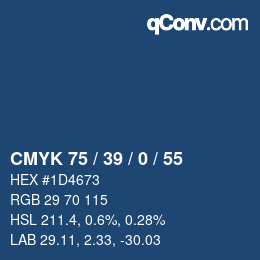 Code couleur: CMYK 75 / 39 / 0 / 55 | qconv.com