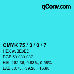 颜色代码: CMYK 75 / 3 / 0 / 7 | qconv.com