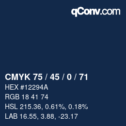 Color code: CMYK 75 / 45 / 0 / 71 | qconv.com