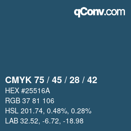 Color code: CMYK 75 / 45 / 28 / 42 | qconv.com