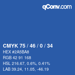 カラーコード: CMYK 75 / 46 / 0 / 34 | qconv.com
