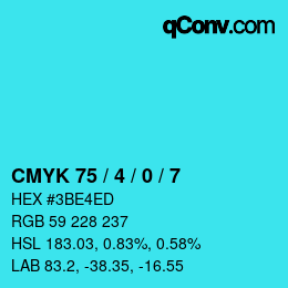 Color code: CMYK 75 / 4 / 0 / 7 | qconv.com