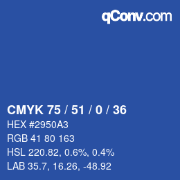 Color code: CMYK 75 / 51 / 0 / 36 | qconv.com