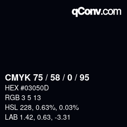 Color code: CMYK 75 / 58 / 0 / 95 | qconv.com