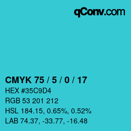 颜色代码: CMYK 75 / 5 / 0 / 17 | qconv.com