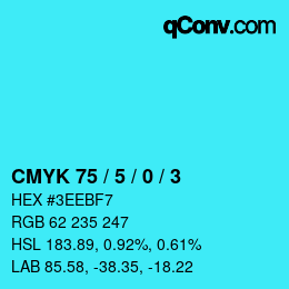 カラーコード: CMYK 75 / 5 / 0 / 3 | qconv.com