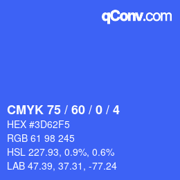 颜色代码: CMYK 75 / 60 / 0 / 4 | qconv.com
