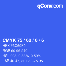 カラーコード: CMYK 75 / 60 / 0 / 6 | qconv.com