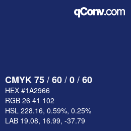 カラーコード: CMYK 75 / 60 / 0 / 60 | qconv.com