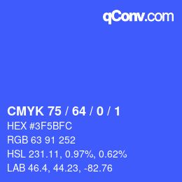 カラーコード: CMYK 75 / 64 / 0 / 1 | qconv.com