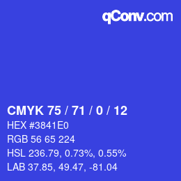颜色代码: CMYK 75 / 71 / 0 / 12 | qconv.com