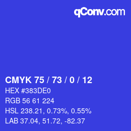 Color code: CMYK 75 / 73 / 0 / 12 | qconv.com