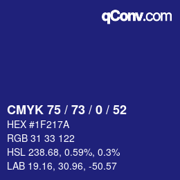 颜色代码: CMYK 75 / 73 / 0 / 52 | qconv.com
