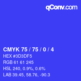 Color code: CMYK 75 / 75 / 0 / 4 | qconv.com