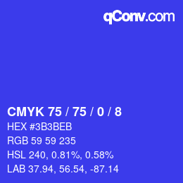 Color code: CMYK 75 / 75 / 0 / 8 | qconv.com