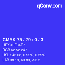 Color code: CMYK 75 / 79 / 0 / 3 | qconv.com