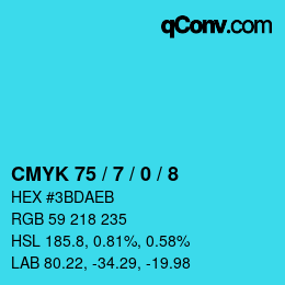 カラーコード: CMYK 75 / 7 / 0 / 8 | qconv.com