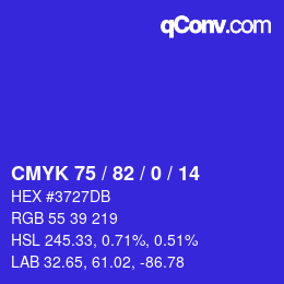 Color code: CMYK 75 / 82 / 0 / 14 | qconv.com