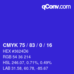 颜色代码: CMYK 75 / 83 / 0 / 16 | qconv.com